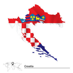 Map of Croatia with flag