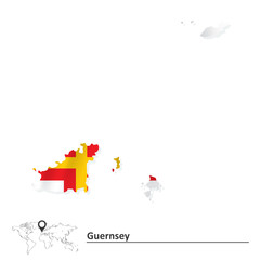 Map of Guernsey with flag