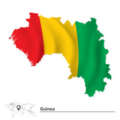 Map of Guinea with flag