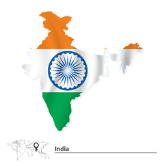 Map of India with flag
