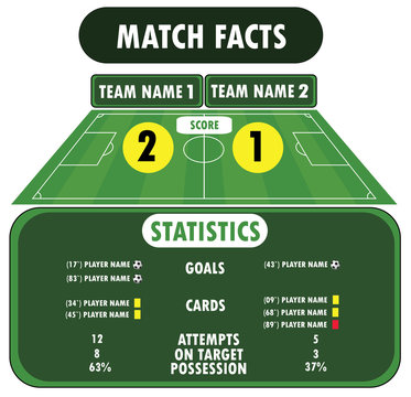 Soccer match infographic elements. Flat design.