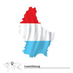 Obraz premium Map of Luxembourg with flag