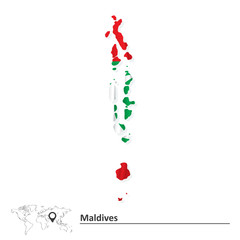 Map of Maldives with flag