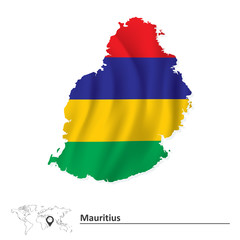 Map of Mauritius with flag
