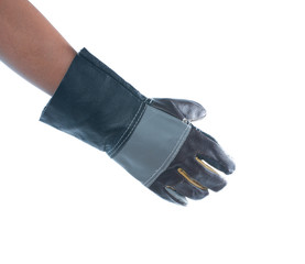 hand wearing construction glove