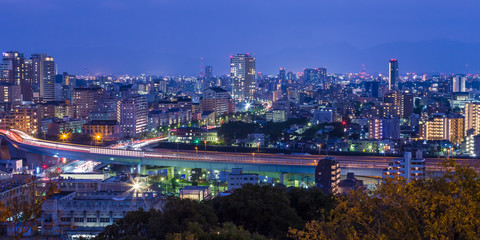 Cityscape of Fukuoka in north Kyushu, Japan