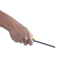 hand holding screwdriver