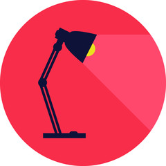 table-lamp, desk lamp,  reading-lamp with light,  flat style
