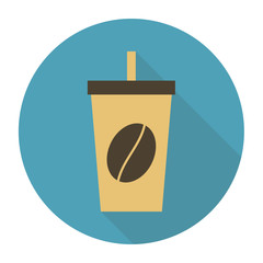 Disposable coffee cup icon with coffee beans logo, Vector