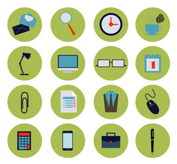 Modern flat office icons vector collection, business elements