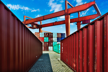industrial port with containers