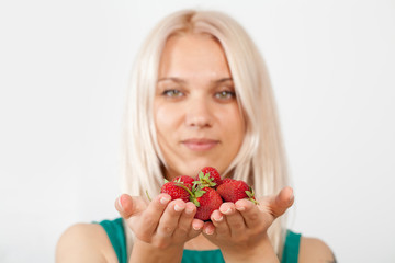 Girl with strawberry