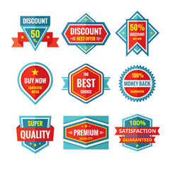 Obraz premium Sale and discount vector badges in flat style design