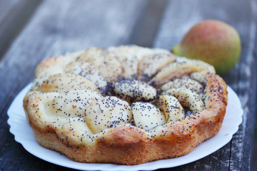 dessert with pears