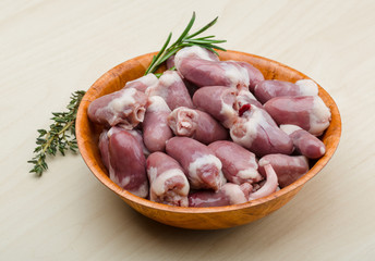 Raw chicken hearts