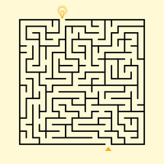 creative square maze with bulb icon