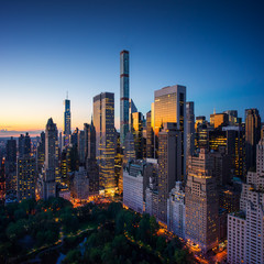 New York city, amazing sunrise over central park and upper east