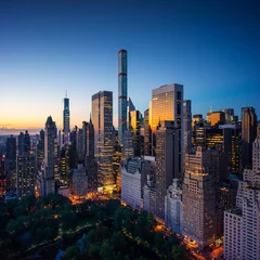 Fotobehang New York New York city, amazing sunrise over central park and upper east  © dell