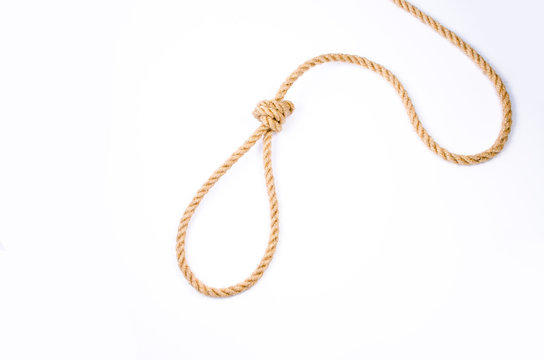 Hanging noose on white background