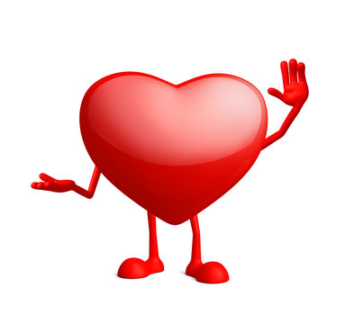 Heart character with saying hi pose