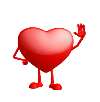 Heart character with saying hi pose