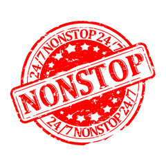 Damaged red round stamp with the words - nonstop 24/7 - vector