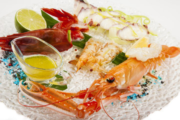 grilled lobster with seafood sauce and caviar