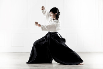 beautiful woman practicing Aikido  5 - obrazy, fototapety, plakaty
