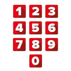 Number set square red