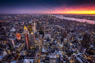 Poster Im Rahmen Blick von oben auf New York City © ikostudio