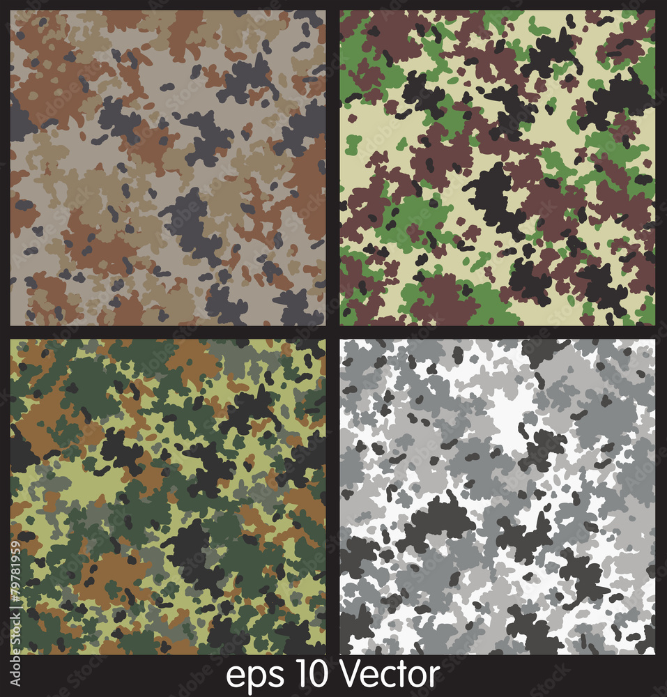 Wall mural seamless set of camouflage pattern vector