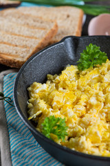 fresh scrambled egg with parsley