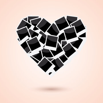 Heart of instant photo frame background, Vector