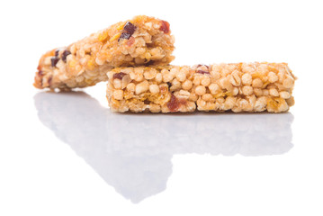 Cereal bar over white background
