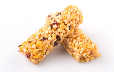 Cereal bar over white background