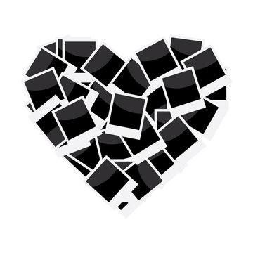 Heart of instant photo frame background, Vector