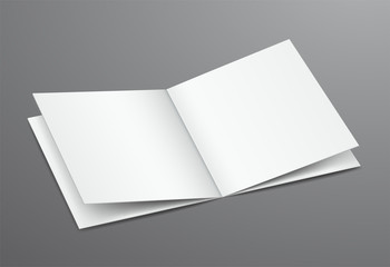 Blank White Open Brochure Magazine, Isolated on Dark Background