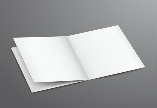 Blank White Open Brochure Magazine, Isolated on Dark Background