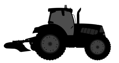 Tractor silhouette on a white background.