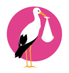 storch mit baby illustration