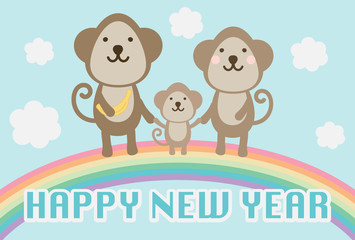 Fototapeta premium 年賀状 さると虹