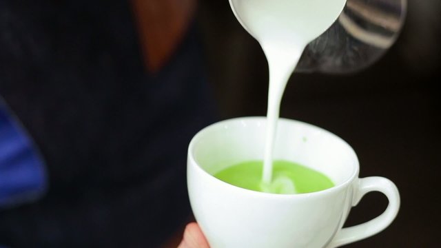 Latte art with Matcha green tea
