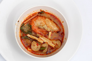 Tom Yum Goong - Thai hot and spicy soup with shrimp