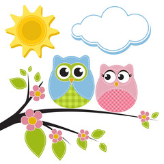 Fototapeta premium Two owls on the branch
