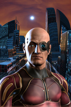 Future man and city