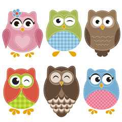 Colorful owls set