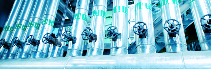 Industrial zone, Steel pipelines, valves and cables