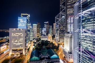 Obraz na płótnie Canvas Hong Kong Skyscrapers with lights
