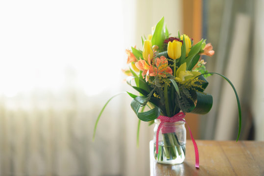 Nice morning pretty flower in the vase