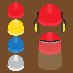 set of worker's helmets vector illustration